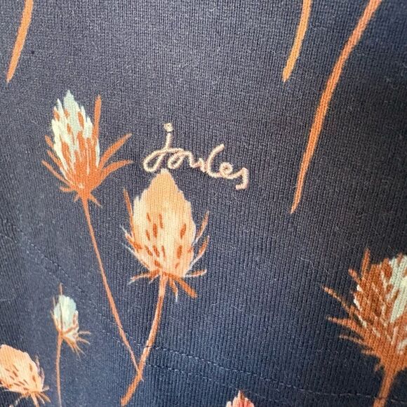 Joules Jersey Top Size 10 Navy Harbour Print Floral Boat Neck Coastal Preppy - Picture 5 of 8